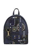 Рюкзак женский ДС-348 черный с синим " ТЕХНО"